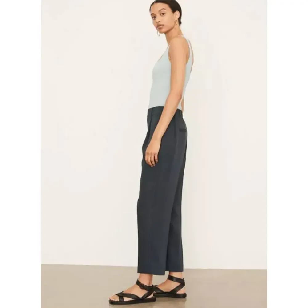 VINCE Mid-Rise Tapered Pull-On Pants Ankle Straight Wide Leg Trouser, Black - Picture 12 of 15